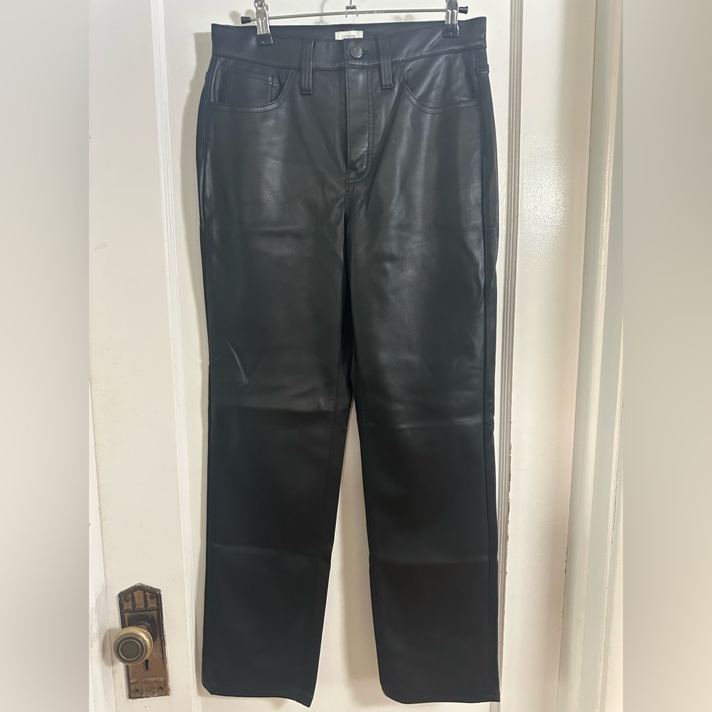 J. Crew Black Straight Faux Leather Pants NWT